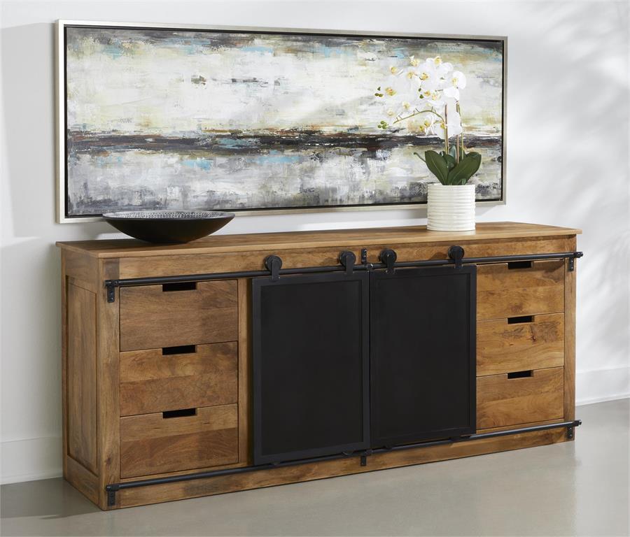 Coen - Two Sliding Door Six Drawer Credenza - Natural - Premium Credenzas from Coast2Coast Home - Just $4537.50! Shop now at brett interiors