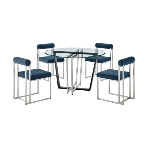 Devi Anastasia - Round Glass Dining Table Set - Premium 5 Piece Dining Room Sets from Armen Living - Just $2852.50! Shop now at brett interiors