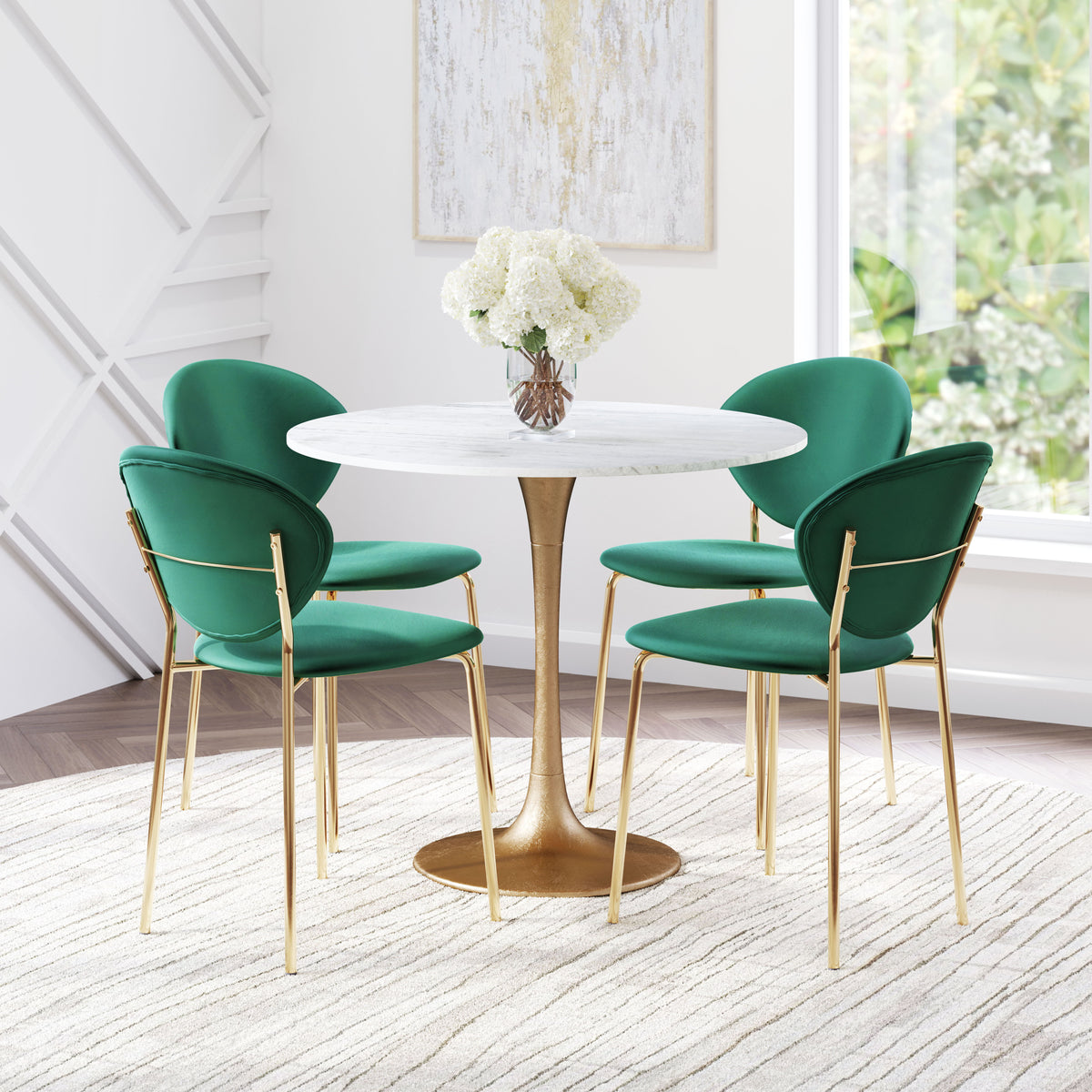 Fullerton - Dining Table - White / Gold - Premium Dining Tables from Zuo Modern - Just $1650! Shop now at brett interiors