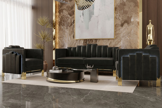 Empire - Lighted Sofa - Black - Premium Stationary Sofas from New Classic - Just $872.50! Shop now at brett interiors