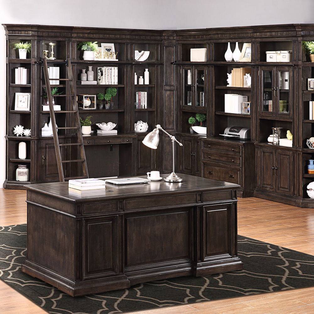 Washington Heights - Double Pedestal Executive Desk - Washed Charcoal - Premium Executive Desks from Parker House - Just $2322.50! Shop now at brett interiors