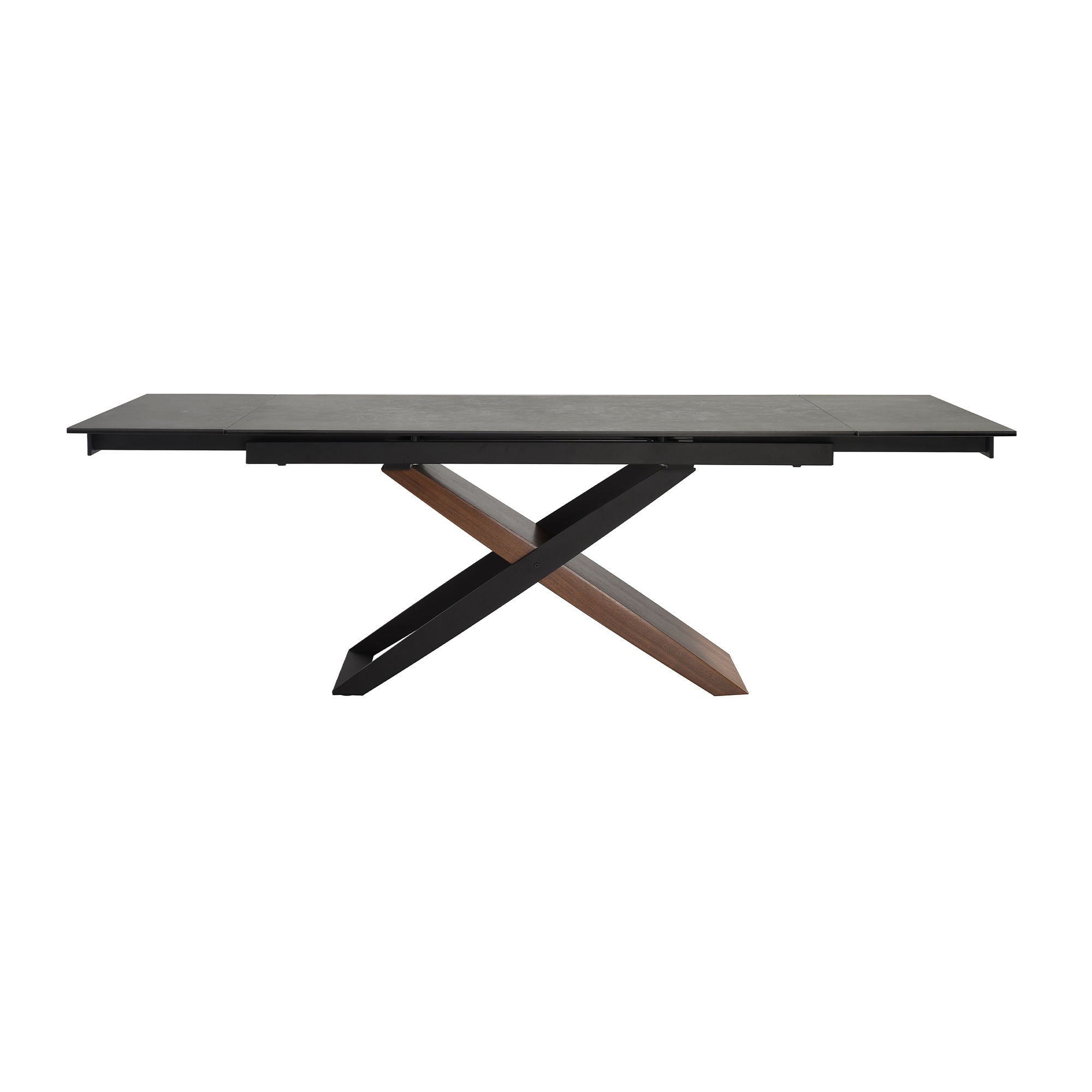 Milena - Extendable Dining Table Stone And Wood - Gray / Black - Premium Dining Tables with Extensions from Armen Living - Just $2640! Shop now at brett interiors