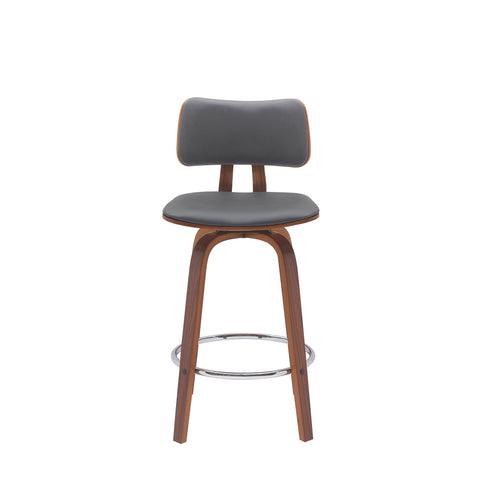 Pico - Swivel Walnut Wood Faux Leather Stool - Premium Counter Height (24"-27") from Armen Living - Just $205! Shop now at brett interiors