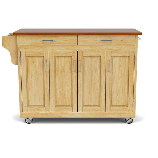 Create-A-Cart - 4 Doors Kitchen Cart With Oak Wood Top - Premium Islands & Carts from Homestyles - Just $1449.98! Shop now at brett interiors