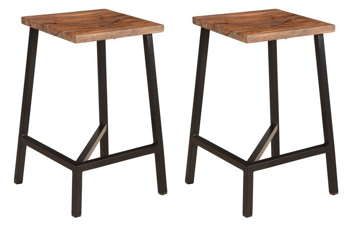 Hill Crest - 24" Solid Wood and Iron Counter Height Barstools (Set of 2) - Black - Premium Stool Sets from Coast2Coast Home - Just $1155! Shop now at brett interiors