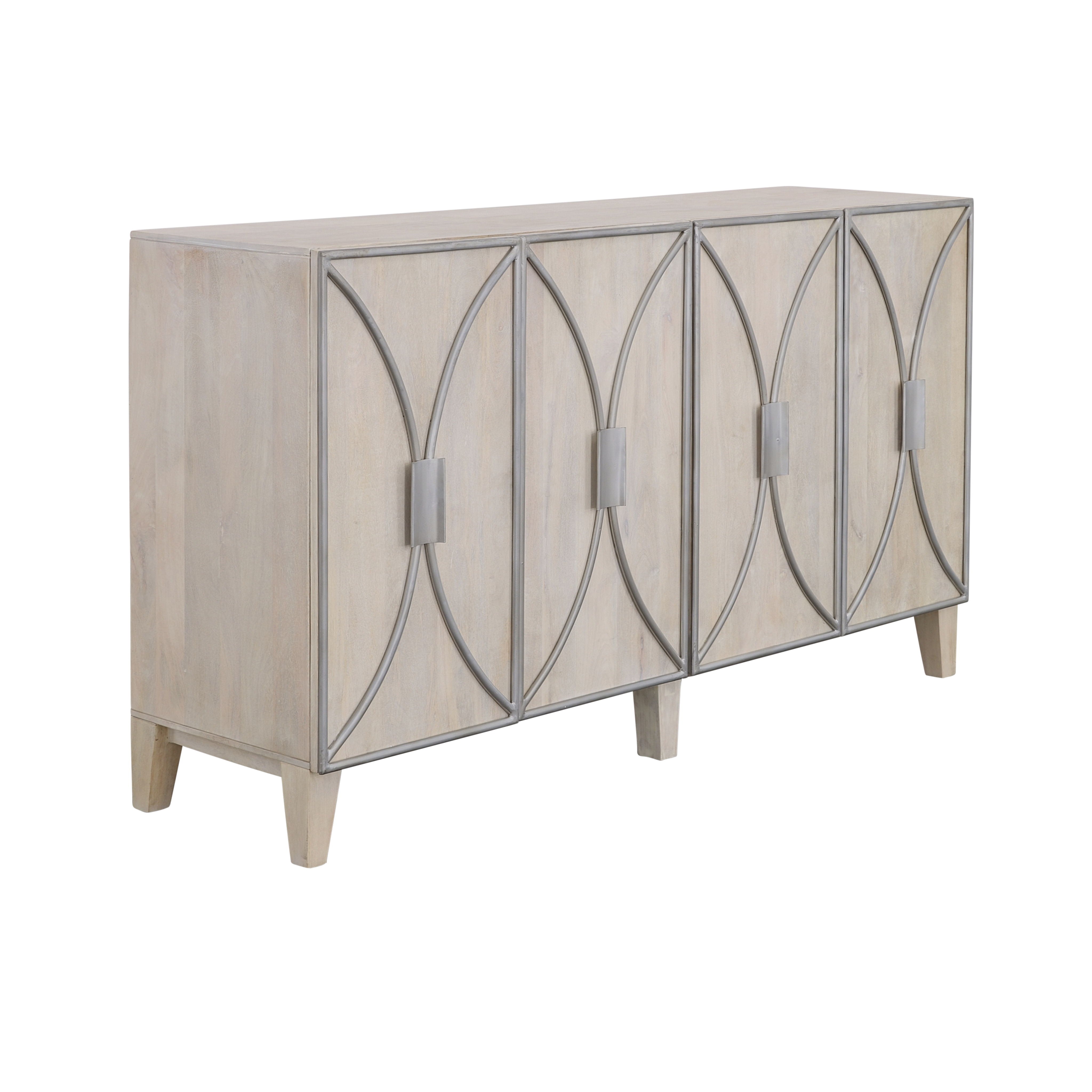 Starlight - Four Door Credenza - Whitewash / Silver - Premium Credenzas from Coast2Coast Home - Just $4125! Shop now at brett interiors