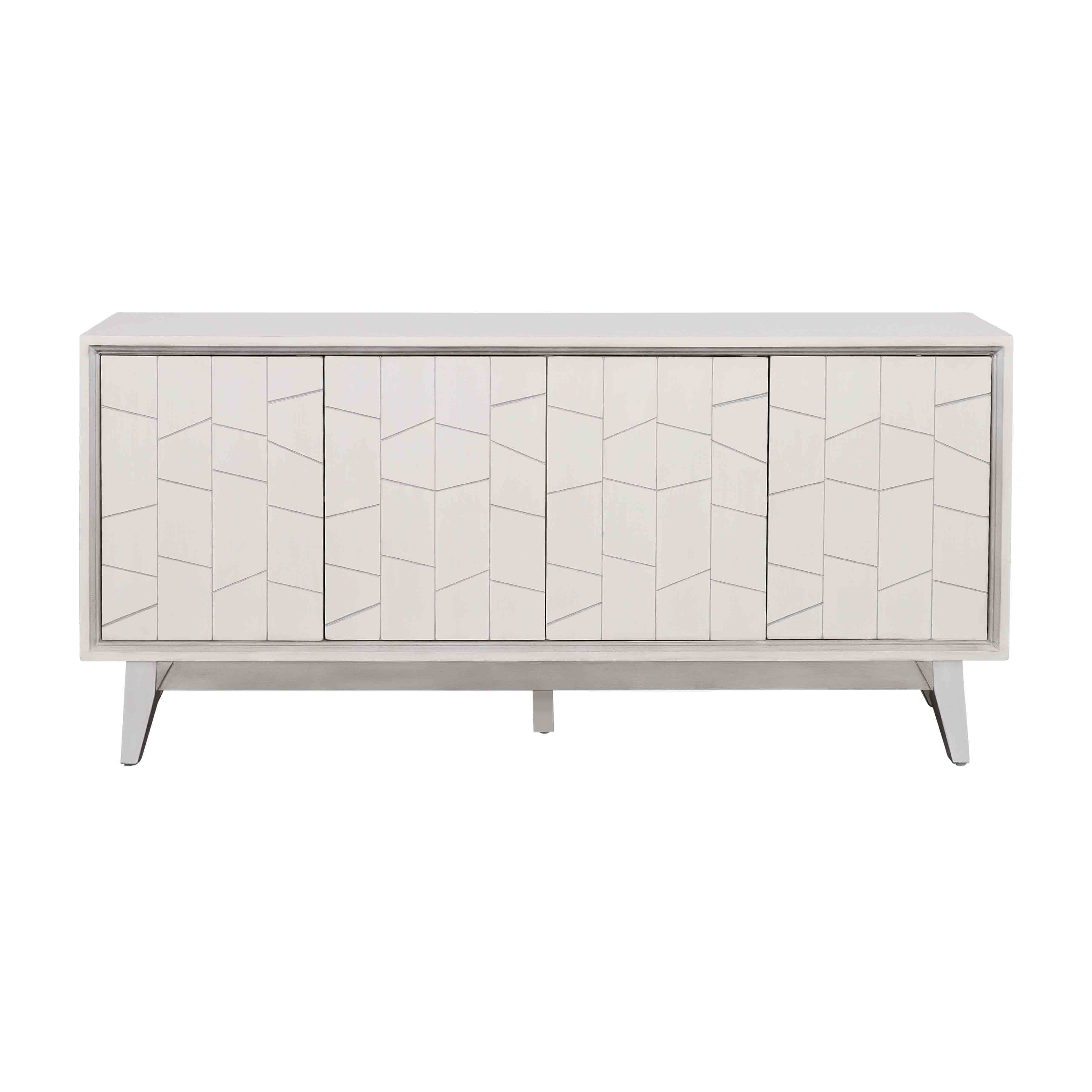 Summit - Four Door Credenza - White / Silver - Premium Credenzas from Coast2Coast Home - Just $3630! Shop now at brett interiors