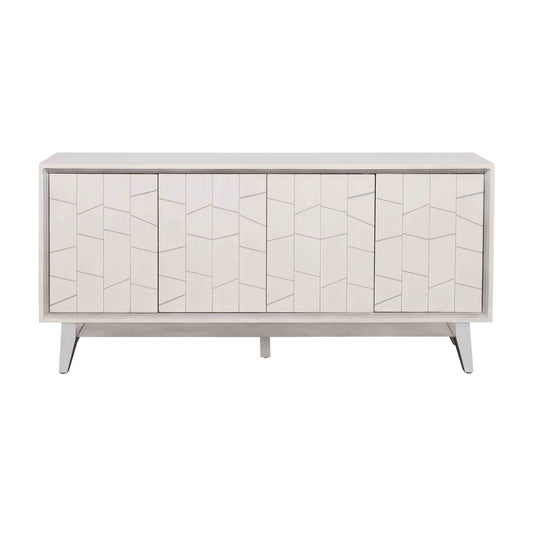 Summit - Four Door Credenza - White / Silver - Premium Credenzas from Coast2Coast Home - Just $3630! Shop now at brett interiors