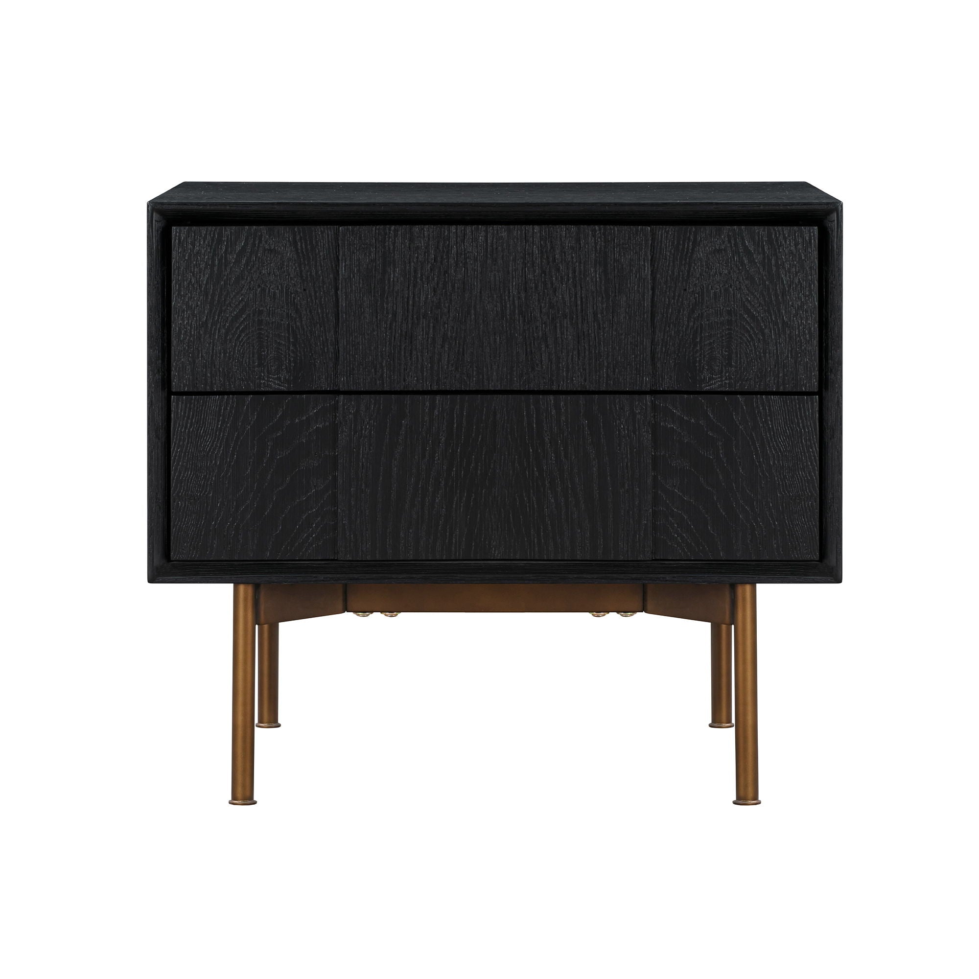 Carnaby - 2 Drawer Nightstand - Black Brushed Oak / Bronze - Premium Accent Nightstands from Armen Living - Just $552.50! Shop now at brett interiors