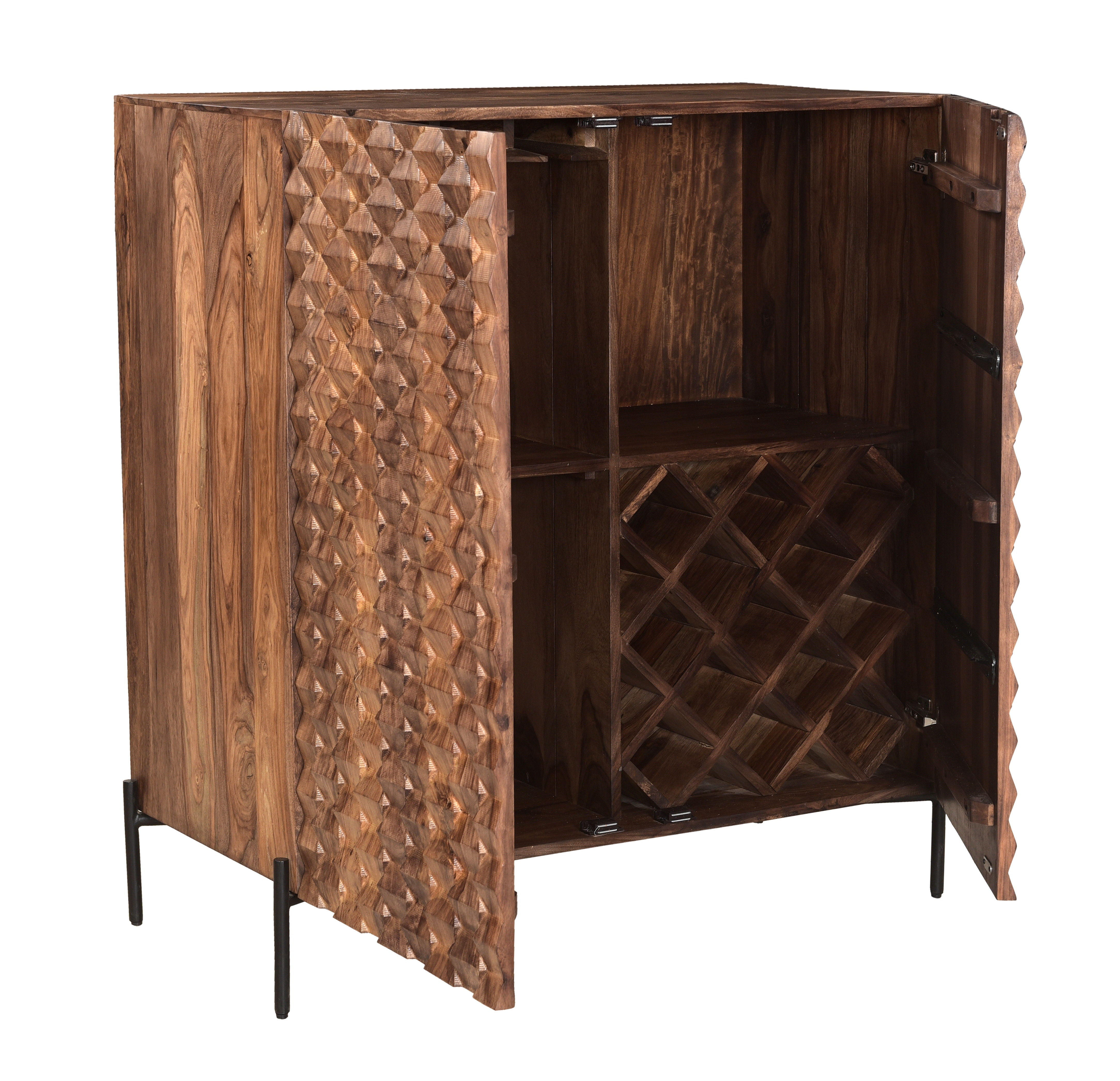 Atwood - Two Door Bar Cabinet - Dillion Sheesham Brown - Premium Wine Cabinets from Coast2Coast Home - Just $4950! Shop now at brett interiors