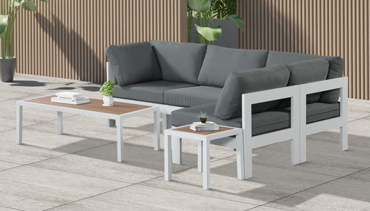 Nizuc - Outdoor Patio Modular Sectional 4 Piece - Grey - Fabric - Premium Stationary Sectionals from Meridian Furniture - Just $3650! Shop now at brett interiors