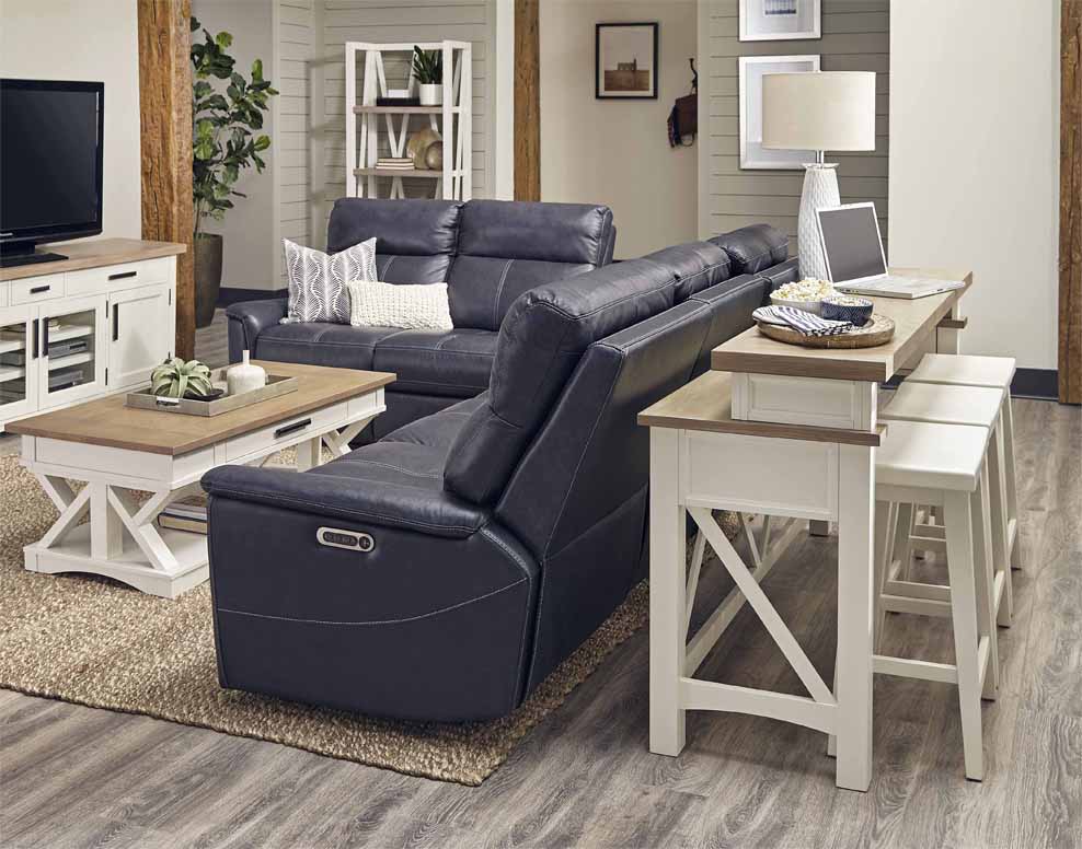 Americana Modern - Everywhere Console with 3 Stools - Cotton - Premium 4 Piece Living Room Sets from Parker House - Just $1122.50! Shop now at brett interiors