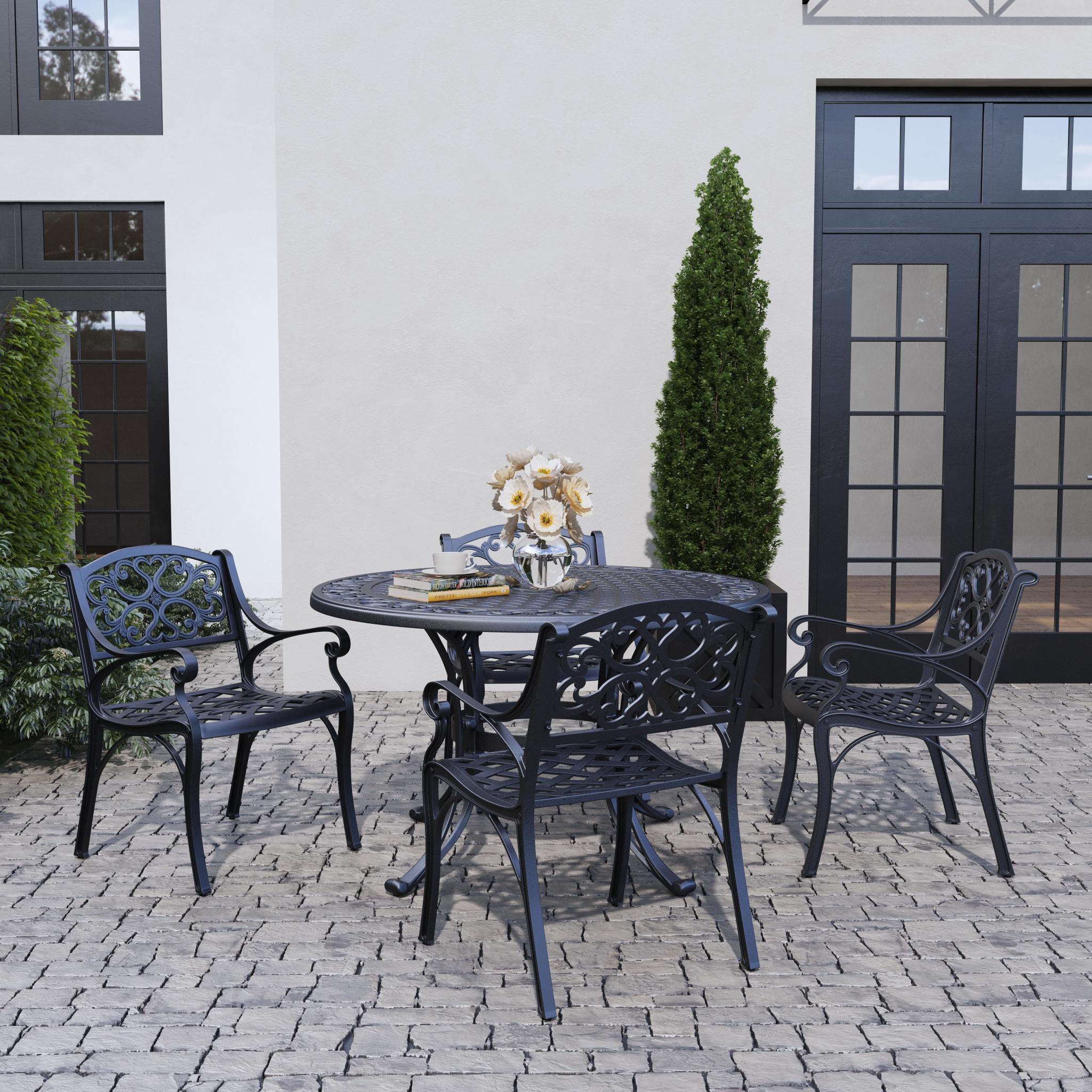 Sanibel - 48" Metal Outdoor Dining Set - Premium 5 Piece Outdoor Sets from Homestyles - Just $2752.48! Shop now at brett interiors