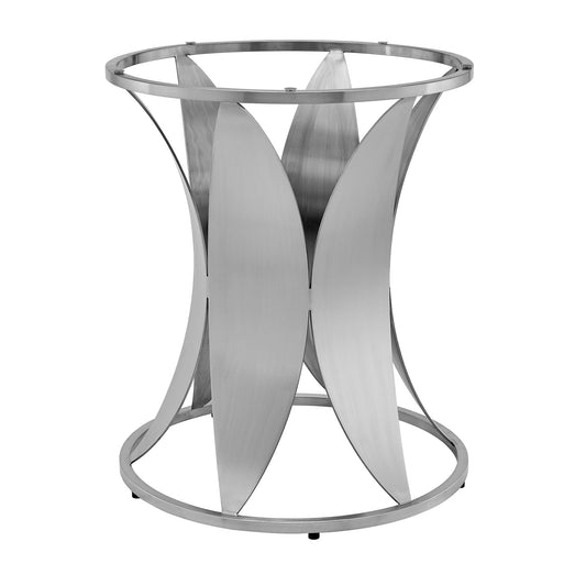 Petal - Modern Glass Round Pedestal Dining Table - Brushed Stainless Steel - Premium Dining Tables from Armen Living - Just $1377.50! Shop now at brett interiors