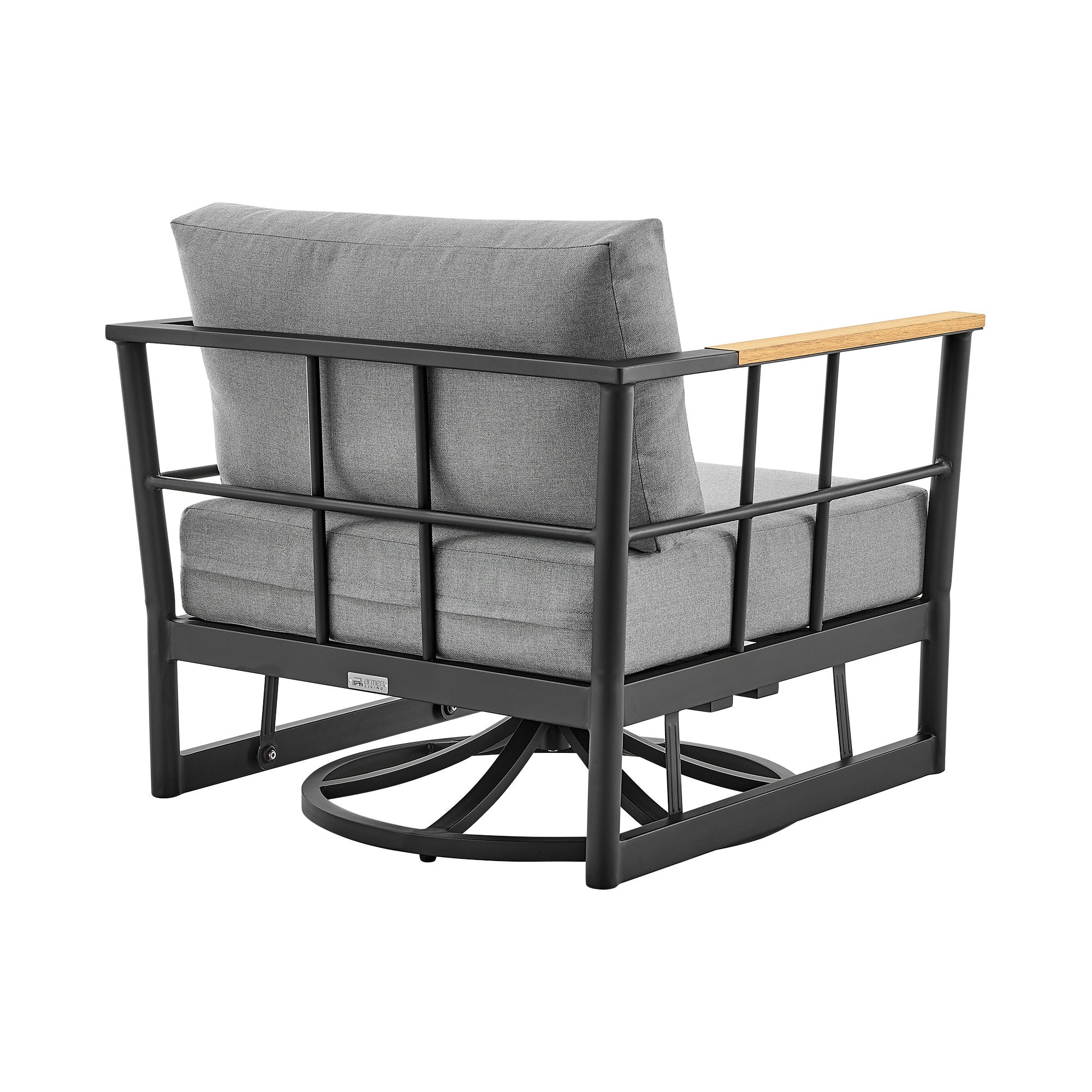 Veyda And Clementine - 3 Piece Patio Outdoor Swivel Seating Set With Cushions - Black / Gray - Premium 3 Piece Outdoor Sets from Armen Living - Just $3842.50! Shop now at brett interiors