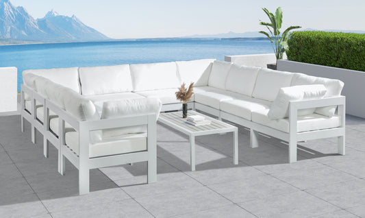 Nizuc - Outdoor Patio Modular Sectional 10 Piece - White - Fabric - Premium Stationary Sectionals from Meridian Furniture - Just $9025! Shop now at brett interiors