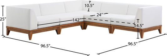 Rio - 5 Piece Modular Sectional - Off White - Premium Stationary Sectionals from Meridian Furniture - Just $6662.50! Shop now at brett interiors