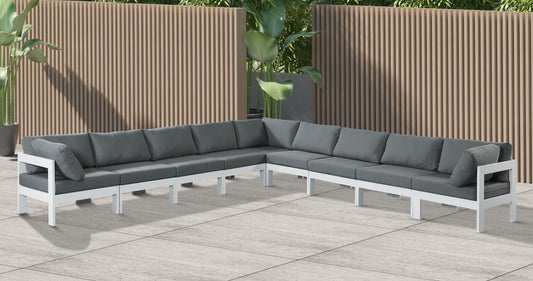 Nizuc - Outdoor Patio Modular Sectional 9 Piece - Grey - Fabric - Modern & Contemporary - Premium Stationary Sectionals from Meridian Furniture - Just $8062.50! Shop now at brett interiors