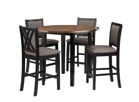 Potomac - 5 Piece Round Counter Dining Set (Table & 4 Chairs) - Brown / Black - Premium 5 Piece Dining Room Sets from New Classic - Just $697.50! Shop now at brett interiors