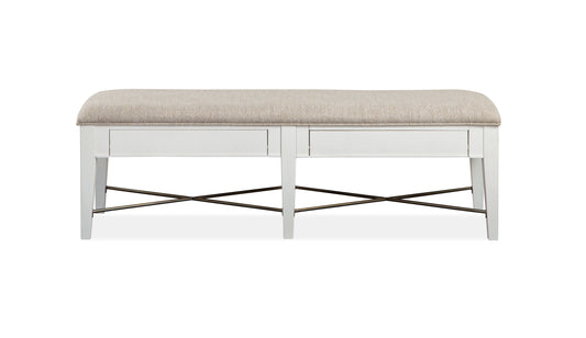 Heron Cove - Bench With Upholstered Seat - Chalk White - Premium Upholstered Benches from Magnussen Furniture - Just $620! Shop now at brett interiors