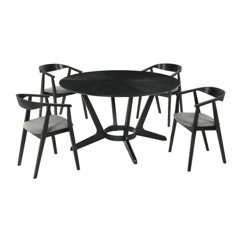 Santana - Round Dining Table Set - Black - Premium 5 Piece Dining Room Sets from Armen Living - Just $1457.50! Shop now at brett interiors