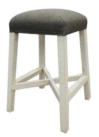 Stone - Stool With Fabric Seat - Antiqued Ivory / Weathered Gray - Premium Counter Height (24"-27") from International Furniture Direct - Just $250! Shop now at brett interiors