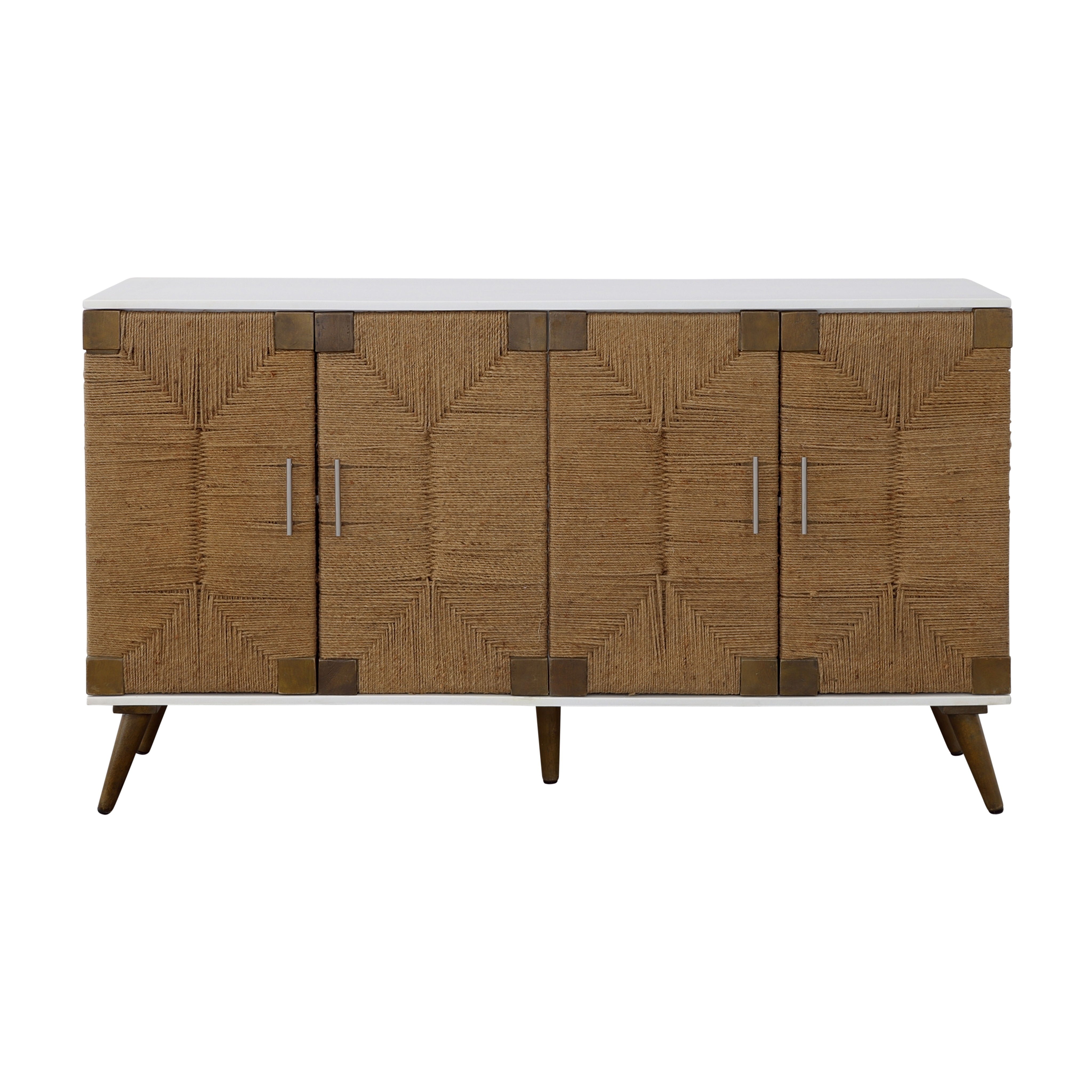 Egret - Four Door Credenza - White / Jute - Premium Credenzas from Coast2Coast Home - Just $4125! Shop now at brett interiors