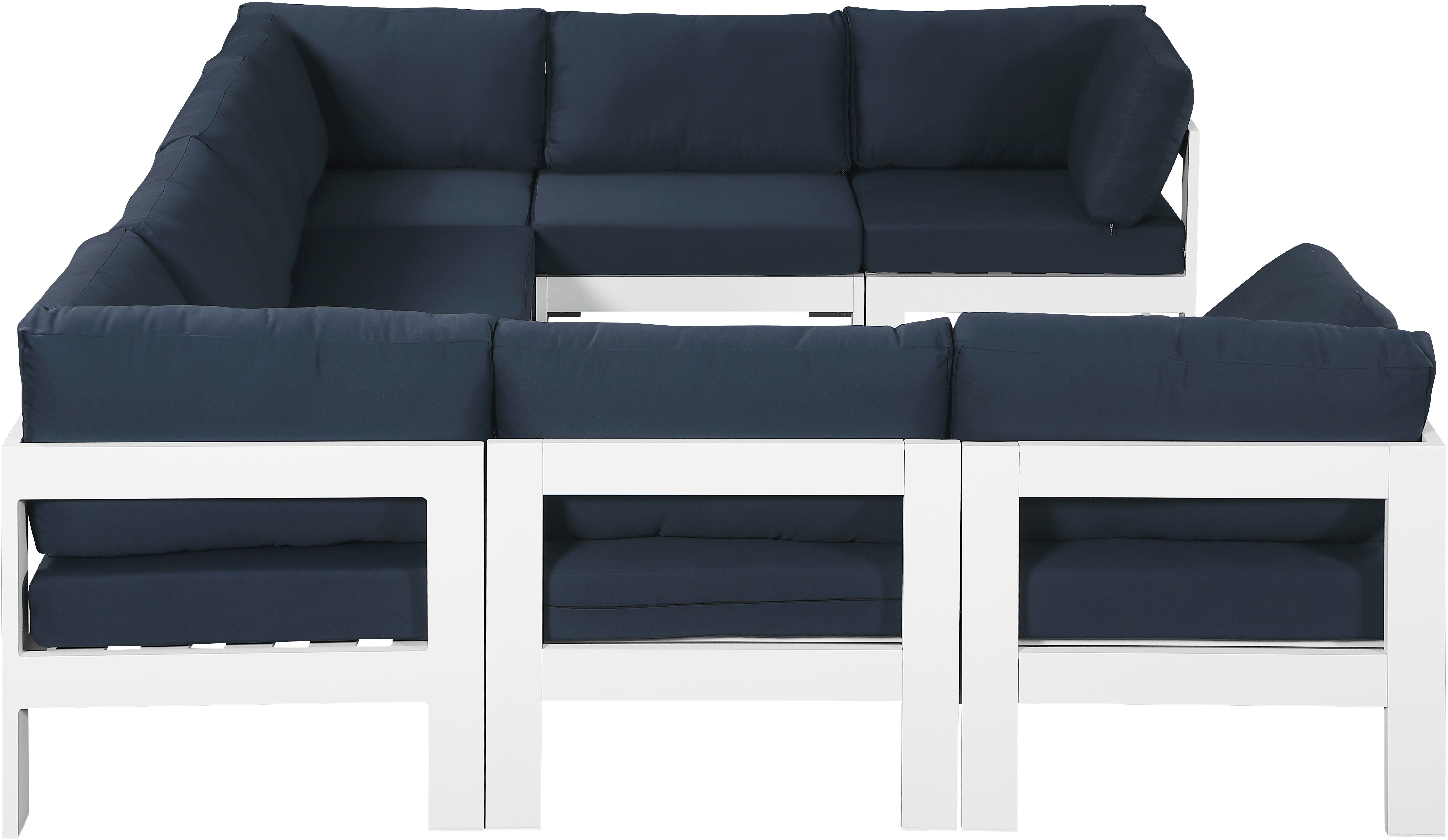 Nizuc - Outdoor Patio Modular Sectional 8 Piece - Navy - Premium Stationary Sectionals from Meridian Furniture - Just $7300! Shop now at brett interiors