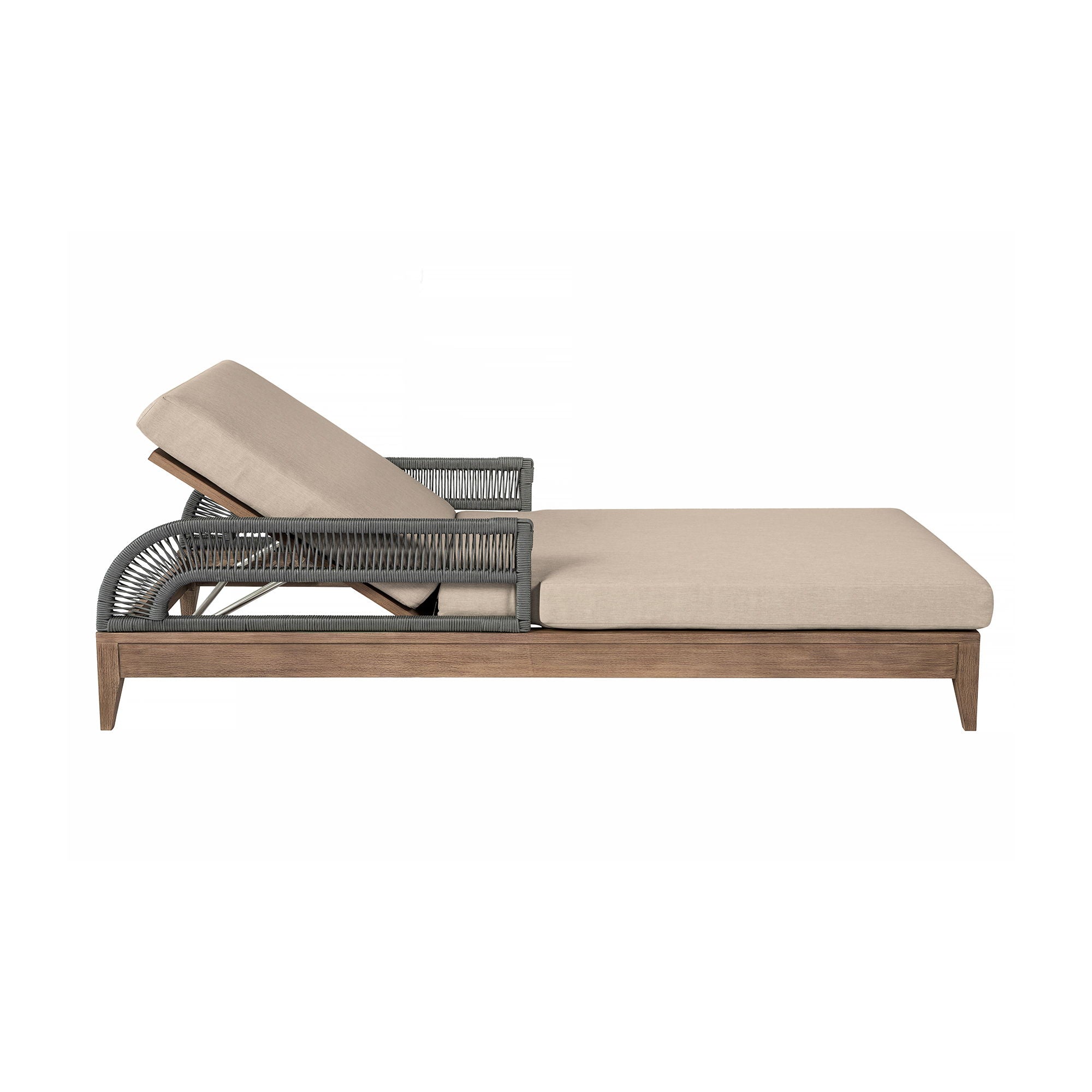 Orbit - Outdoor Patio Chaise Lounge Chair - Weathered Eucalyptus / Taupe - Premium Lounge Chairs from Armen Living - Just $2382.50! Shop now at brett interiors