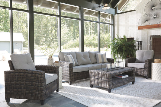 Cloverbrooke - Gray - Sofa, Chairs, Table Set (Set of 4) - Premium 4 Piece Outdoor Sets from Ashley Furniture - Just $2141.88! Shop now at brett interiors