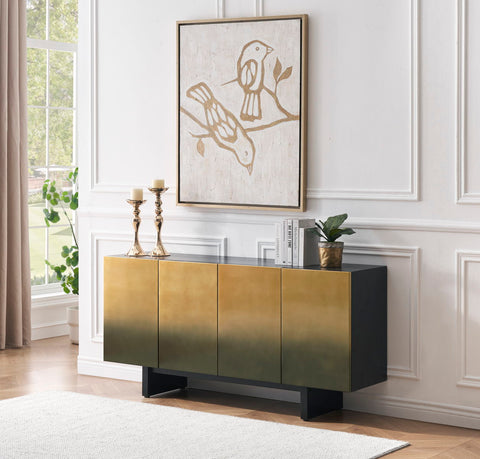 Atlas - Four Door Credenza - Black / Gold - Premium Credenzas from Coast2Coast Home - Just $4537.50! Shop now at brett interiors