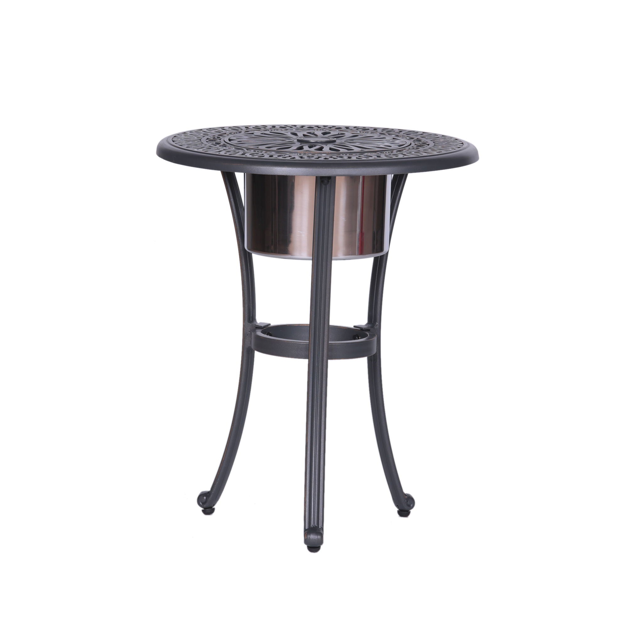 Outdoor Patio Aluminum Round Bistro Table/Side Table With Ice Bucket - Gunmetal - Premium Bistro Tables from Gather Craft - Just $282! Shop now at brett interiors