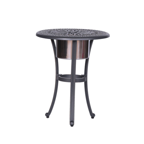 Outdoor Patio Aluminum Round Bistro Table/Side Table With Ice Bucket - Gunmetal - Premium Bistro Tables from Gather Craft - Just $282! Shop now at brett interiors