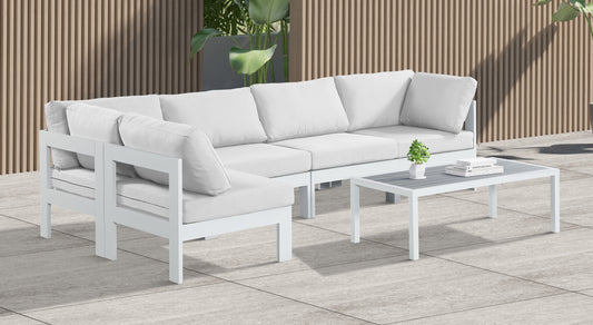 Nizuc - Outdoor Patio Modular Sectional - White - Fabric - Premium Stationary Sectionals from Meridian Furniture - Just $4512.50! Shop now at brett interiors