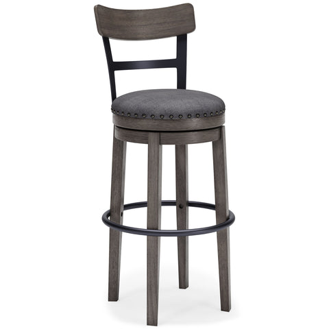 Caitbrook - Gray - Tall Uph Swivel Barstool - Premium Bar Height (28"-30") from Signature Design by Ashley® - Just $236.78! Shop now at brett interiors