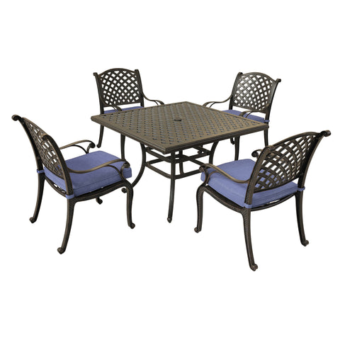 Square 4 Person 43.19" Long Aluminum Dining Set With Cushions - Premium 5 Piece Outdoor Sets from Gather Craft - Just $2326! Shop now at brett interiors