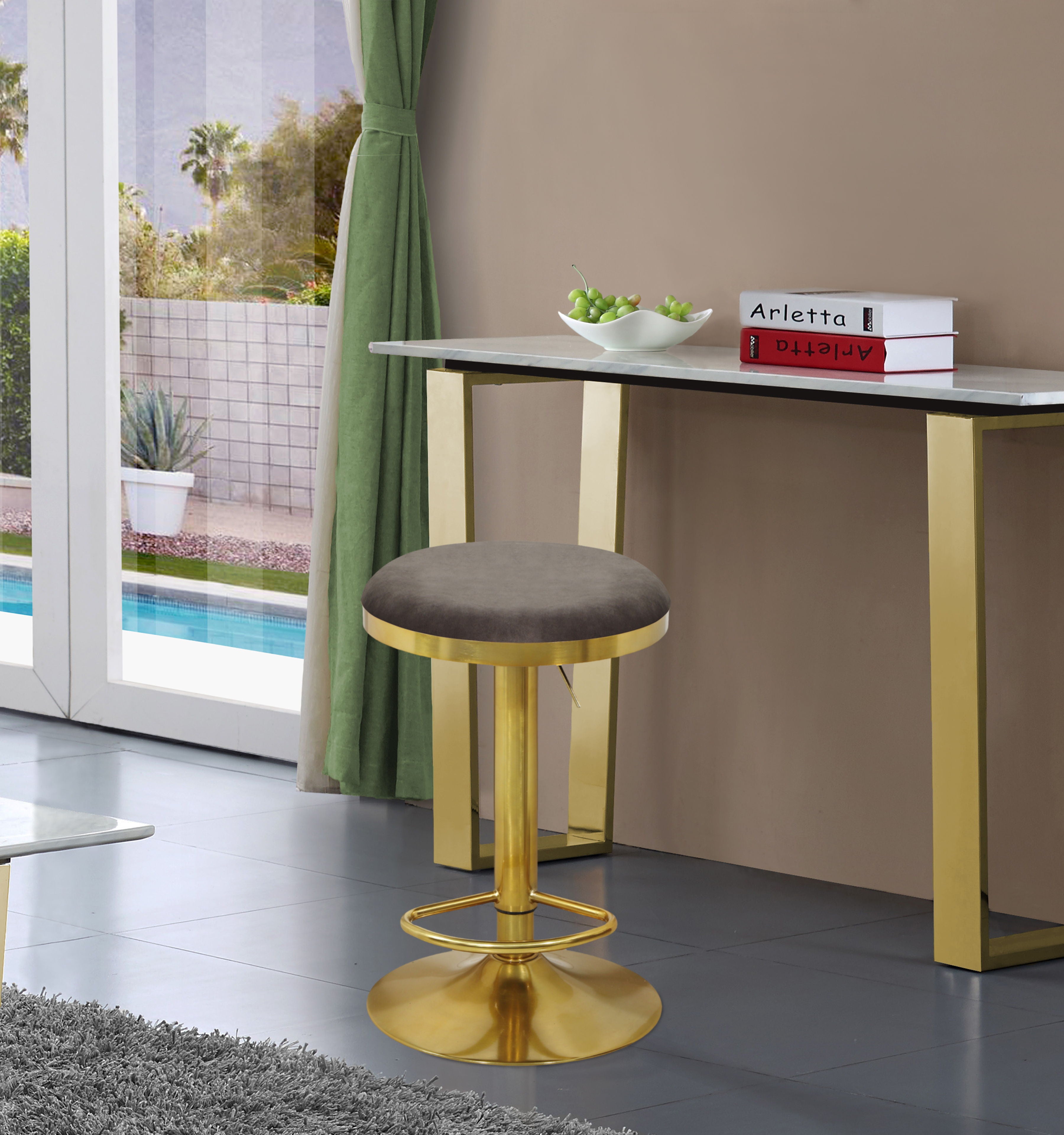 Brody - Adjustable Stool, Gold Base - Premium Adjustable Stools from Meridian Furniture - Just $337.50! Shop now at brett interiors