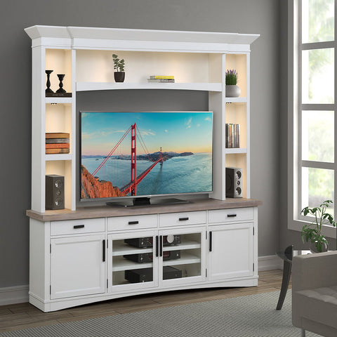 Americana Modern - TV Console with Hutch and LED Lights - Premium Entertainment Centers from Parker House - Just $2247.50! Shop now at brett interiors