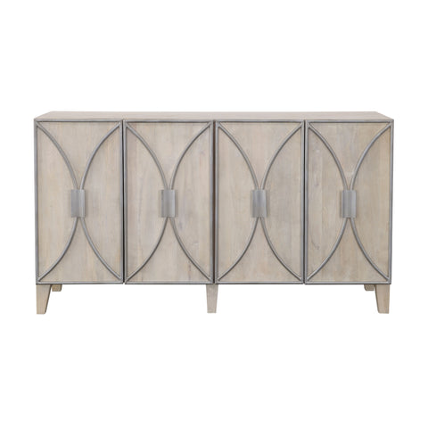 Starlight - Four Door Credenza - Whitewash / Silver - Premium Credenzas from Coast2Coast Home - Just $4125! Shop now at brett interiors