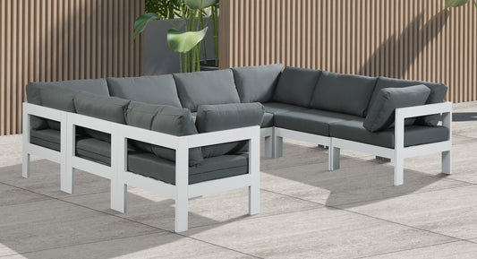 Nizuc - Outdoor Patio Modular Sectional 8 Piece - Grey - Metal - Premium Stationary Sectionals from Meridian Furniture - Just $7300! Shop now at brett interiors