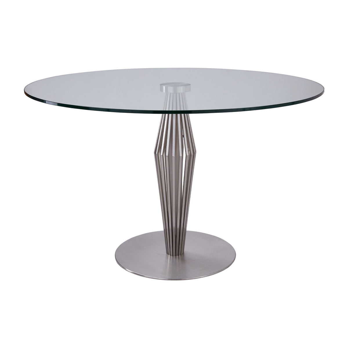 Lindsey - Contemporary Dining Table Glass Top - Brushed / Clear - Premium Dining Tables from Armen Living - Just $985! Shop now at brett interiors