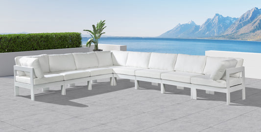 Nizuc - Outdoor Patio Modular Sectional 8 Piece - White - Fabric - Premium Stationary Sectionals from Meridian Furniture - Just $7200! Shop now at brett interiors