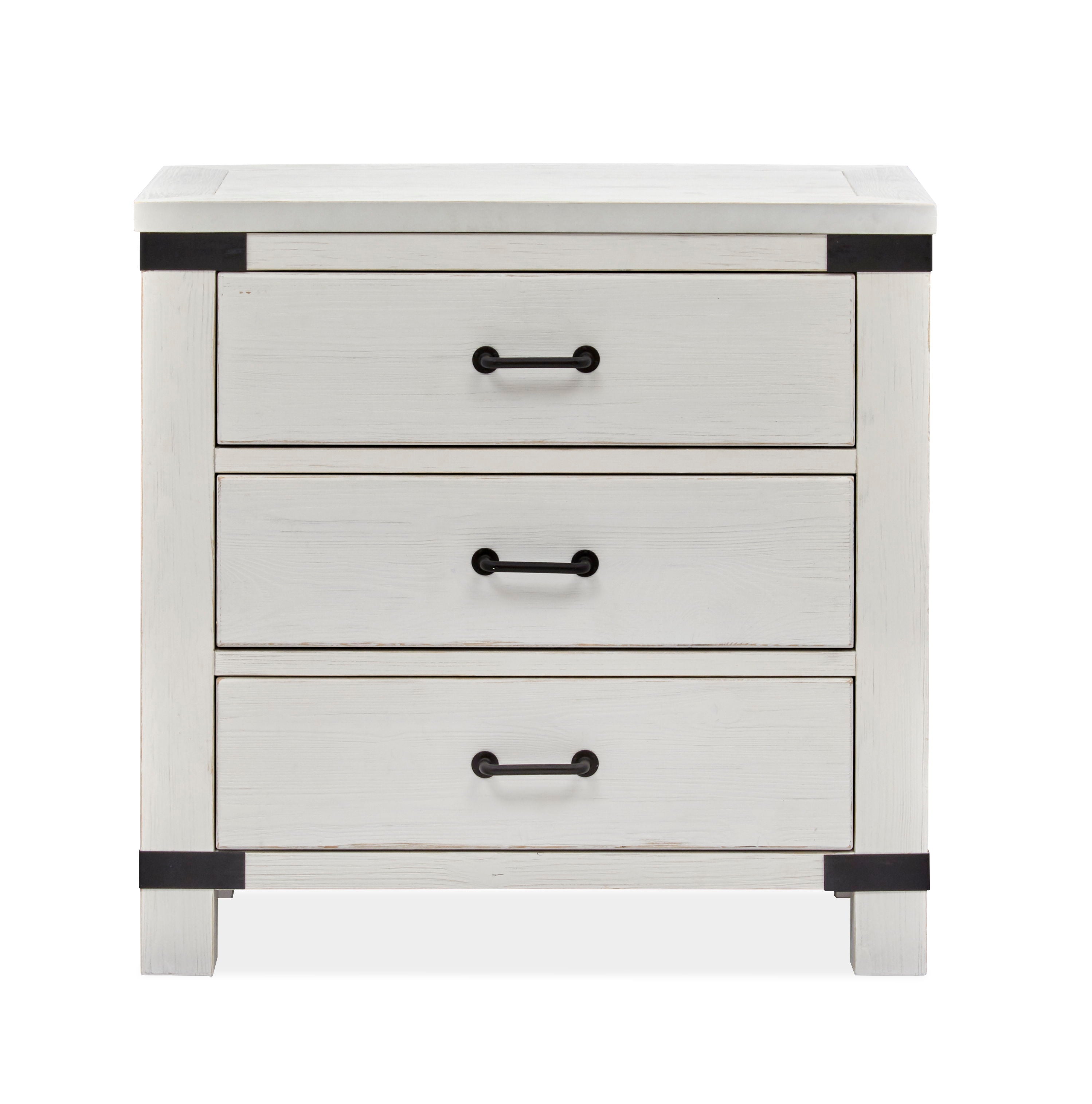 Harper Springs - Bachelor Chest With Metal Decoration - Silo White - Premium Bedside Chests from Magnussen Furniture - Just $729! Shop now at brett interiors