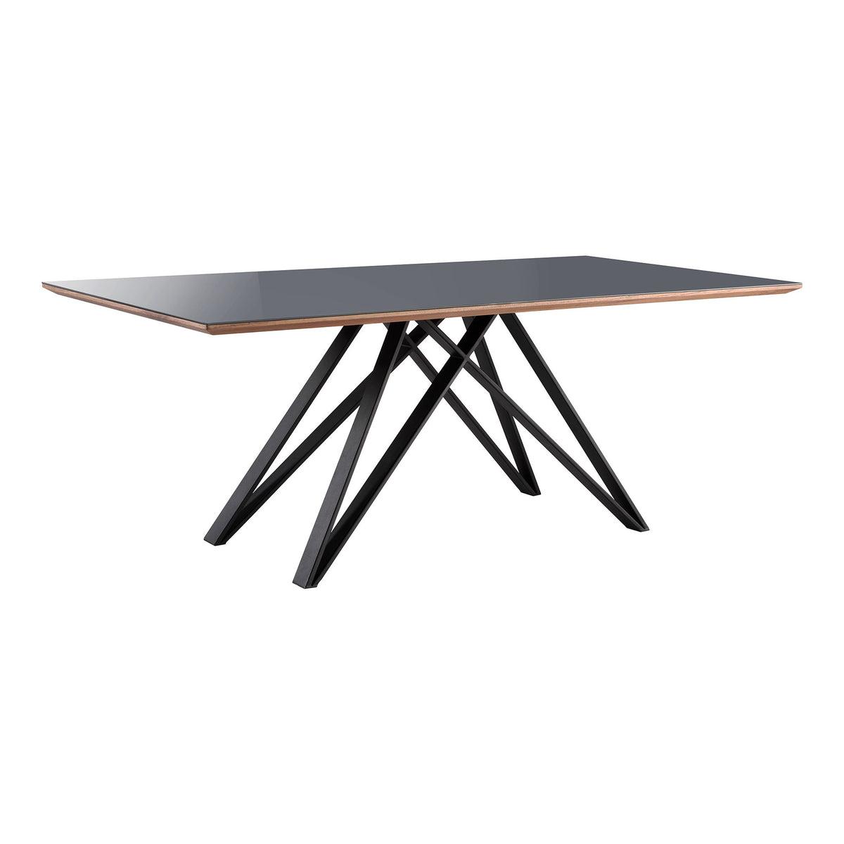 Urbino - Mid-Century Dining Table Glass Top - Matte Black / Dark Gray - Premium Dining Tables from Armen Living - Just $1307.50! Shop now at brett interiors