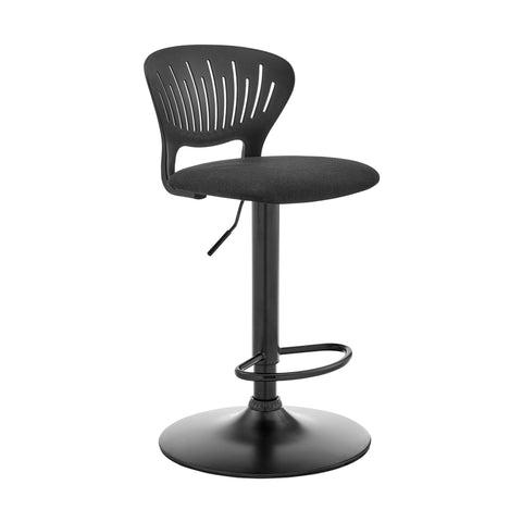 Padua - Adjustable Upholstery Swivel Stool - Black - Premium Adjustable Height from Armen Living - Just $137.50! Shop now at brett interiors