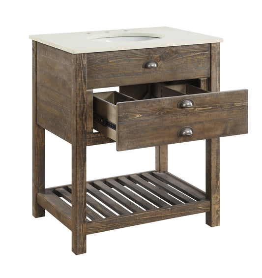 Anne - One Drawer Single Vanity Sink - Cayhill Distressed Brown - Premium Vanities from Coast2Coast Home - Just $3217.50! Shop now at brett interiors