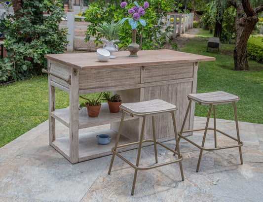 Sahara - Stool - Light Cream / Golden - Premium Counter Height (24"-27") from International Furniture Direct - Just $225! Shop now at brett interiors