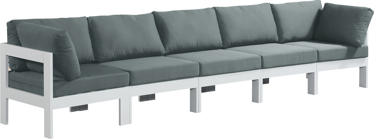 Nizuc - Outdoor Patio Modular Sofa 5 Seats - Grey - Fabric - Premium Sofas from Meridian Furniture - Just $4512.50! Shop now at brett interiors