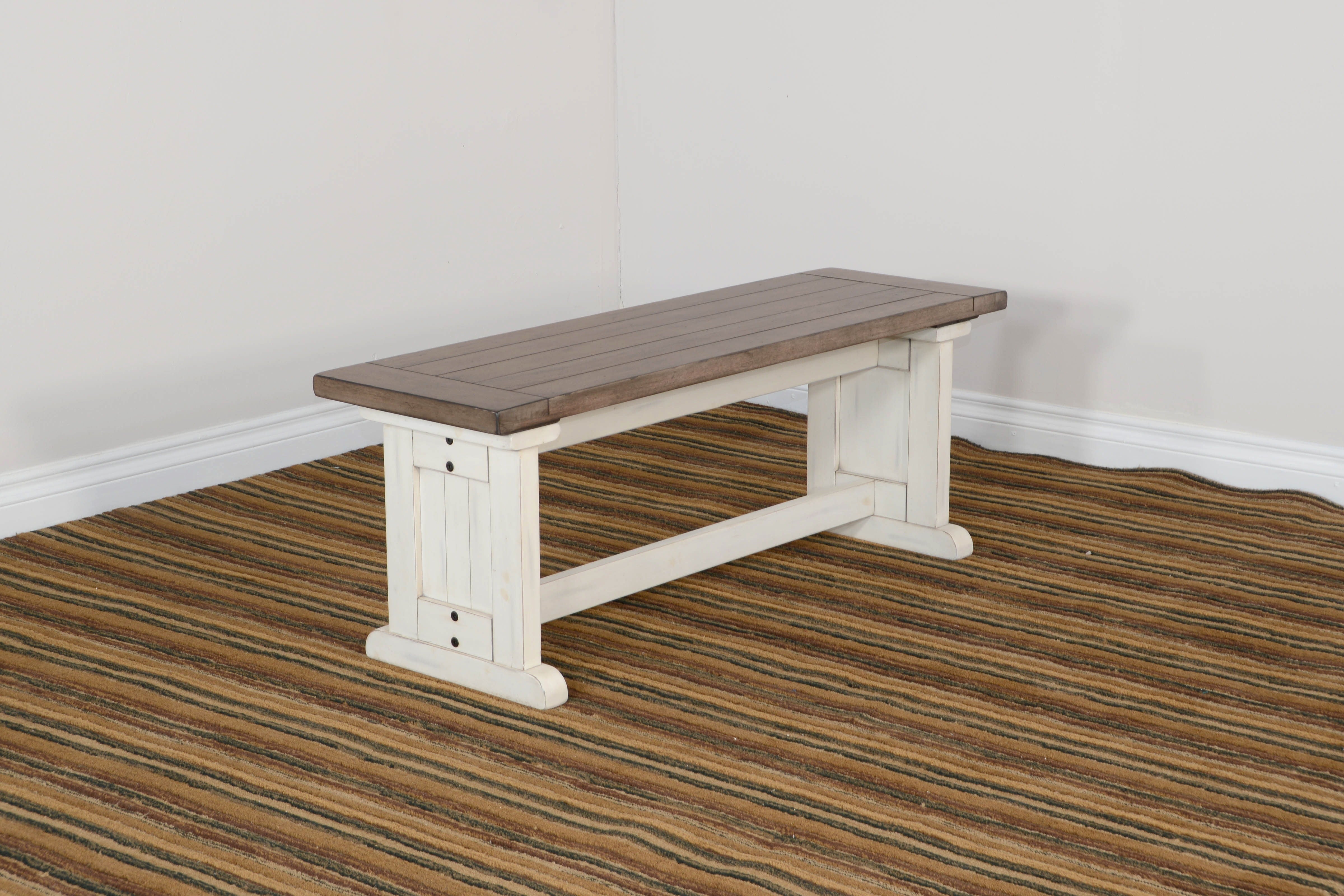 Pasadena - Side Bench - White & Light Brown - Premium Dining Benches from Sunny Designs - Just $211! Shop now at brett interiors