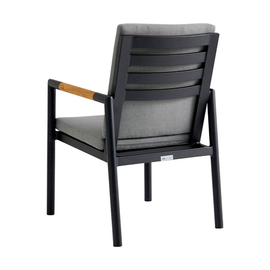 Crown - Outdoor Dining Chair (Set of 2) - Black / Teak - Premium Chair Sets from Armen Living - Just $1020! Shop now at brett interiors